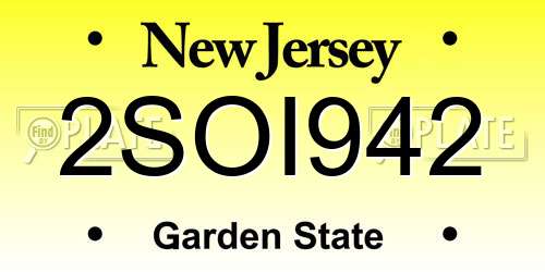 2SOI942 New Jersey License Plate