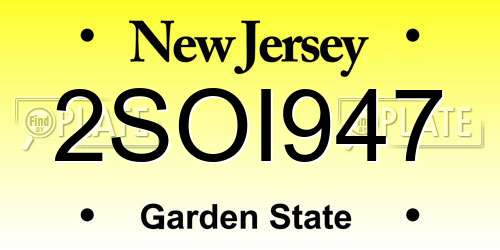 2SOI947 New Jersey License Plate