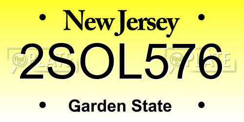 2SOL576 New Jersey License Plate
