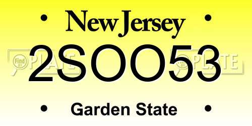 2SOO53 New Jersey License Plate