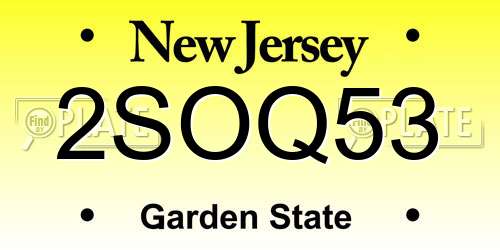 2SOQ53 New Jersey License Plate
