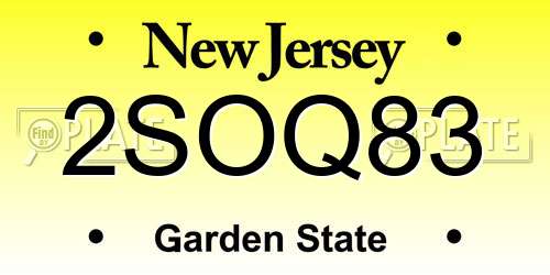 2SOQ83 New Jersey License Plate