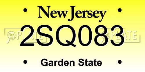 2SQ083 New Jersey License Plate