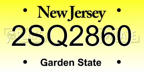 2SQ2860 New Jersey License Plate