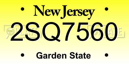2SQ7560 New Jersey License Plate
