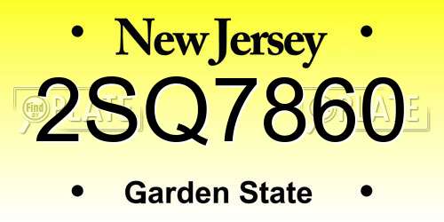 2SQ7860 New Jersey License Plate