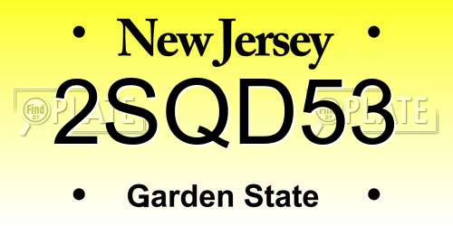 2SQD53 New Jersey License Plate