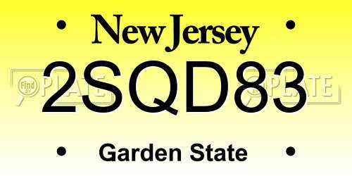 2SQD83 New Jersey License Plate