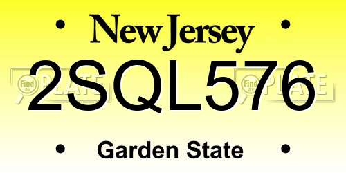 2SQL576 New Jersey License Plate