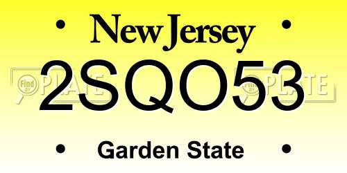 2SQO53 New Jersey License Plate