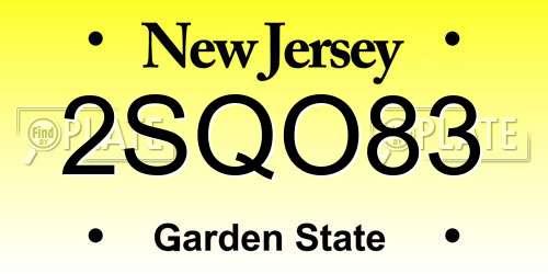 2SQO83 New Jersey License Plate