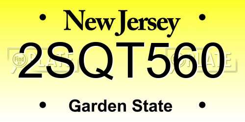 2SQT560 New Jersey License Plate