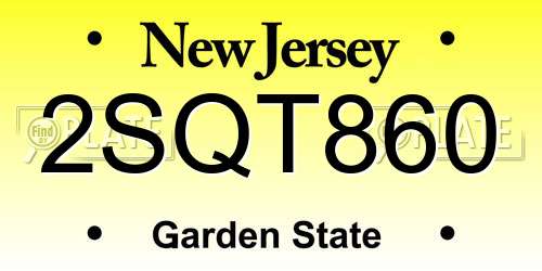 2SQT860 New Jersey License Plate