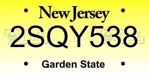 2SQY538 New Jersey License Plate