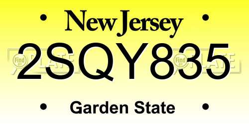 2SQY835 New Jersey License Plate