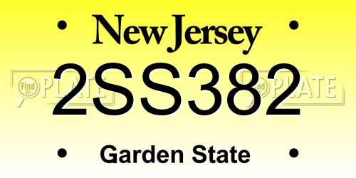 2SS382 New Jersey License Plate