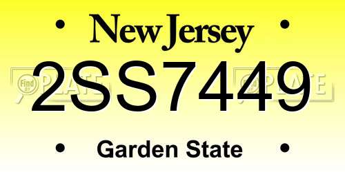 2SS7449 New Jersey License Plate