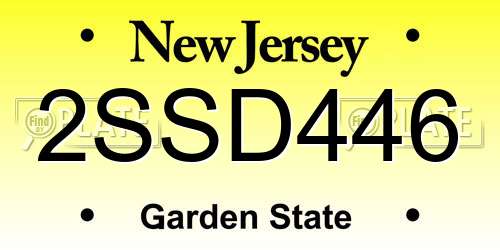 2SSD446 New Jersey License Plate