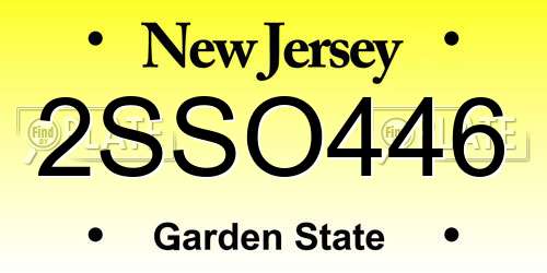 2SSO446 New Jersey License Plate