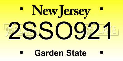 2SSO921 New Jersey License Plate