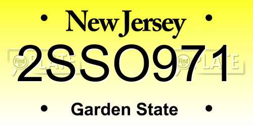 2SSO971 New Jersey License Plate