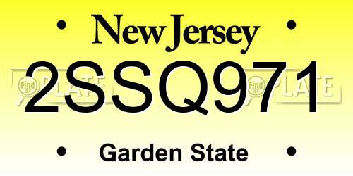 2SSQ971 New Jersey License Plate