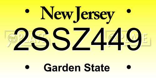 2SSZ449 New Jersey License Plate