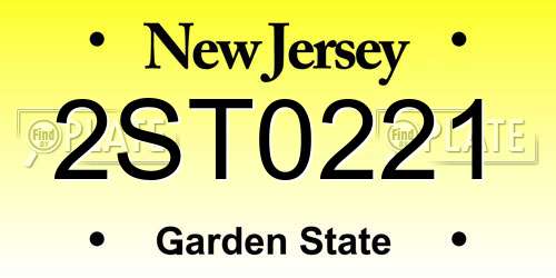 2ST0221 New Jersey License Plate