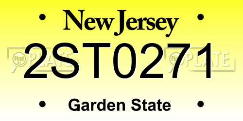 2ST0271 New Jersey License Plate