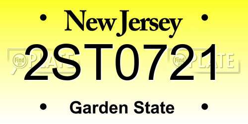 2ST0721 New Jersey License Plate