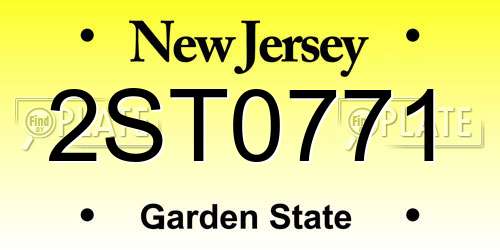 2ST0771 New Jersey License Plate