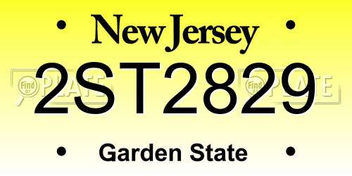 2ST2829 New Jersey License Plate
