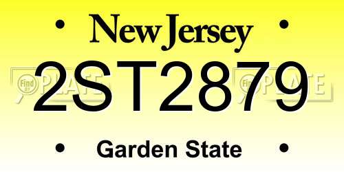2ST2879 New Jersey License Plate
