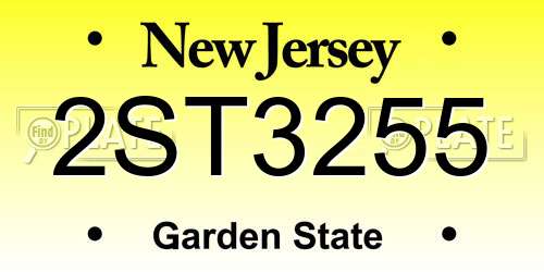2ST3255 New Jersey License Plate