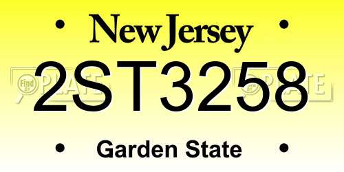 2ST3258 New Jersey License Plate