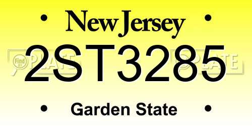 2ST3285 New Jersey License Plate