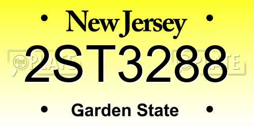 2ST3288 New Jersey License Plate