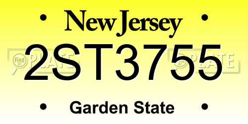 2ST3755 New Jersey License Plate