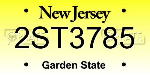 2ST3785 New Jersey License Plate