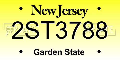 2ST3788 New Jersey License Plate