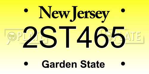 2ST465 New Jersey License Plate