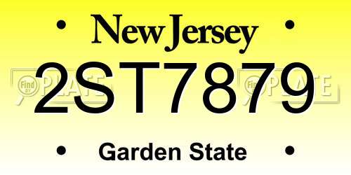 2ST7879 New Jersey License Plate