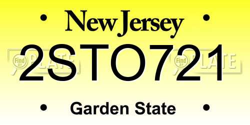 2STO721 New Jersey License Plate