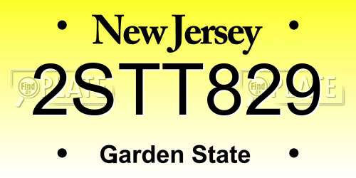 2STT829 New Jersey License Plate