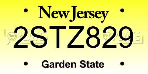 2STZ829 New Jersey License Plate