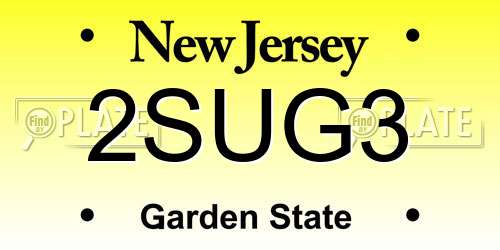 2SUG3 New Jersey License Plate