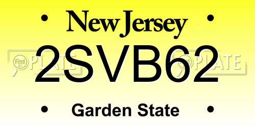 2SVB62 New Jersey License Plate