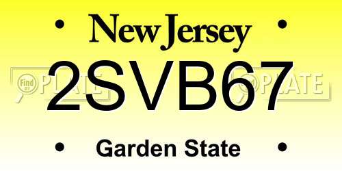 2SVB67 New Jersey License Plate