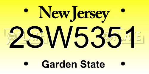 2SW5351 New Jersey License Plate