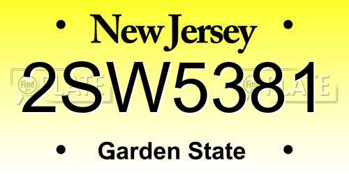 2SW5381 New Jersey License Plate